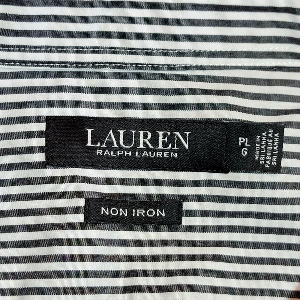 Ralph Lauren Non Iron Black White Stripe Button Down Shirt PL Classic Workwear - Picture 9 of 12